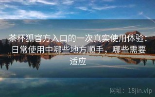 茶杯狐官方入口的一次真实使用体验：日常使用中哪些地方顺手，哪些需要适应